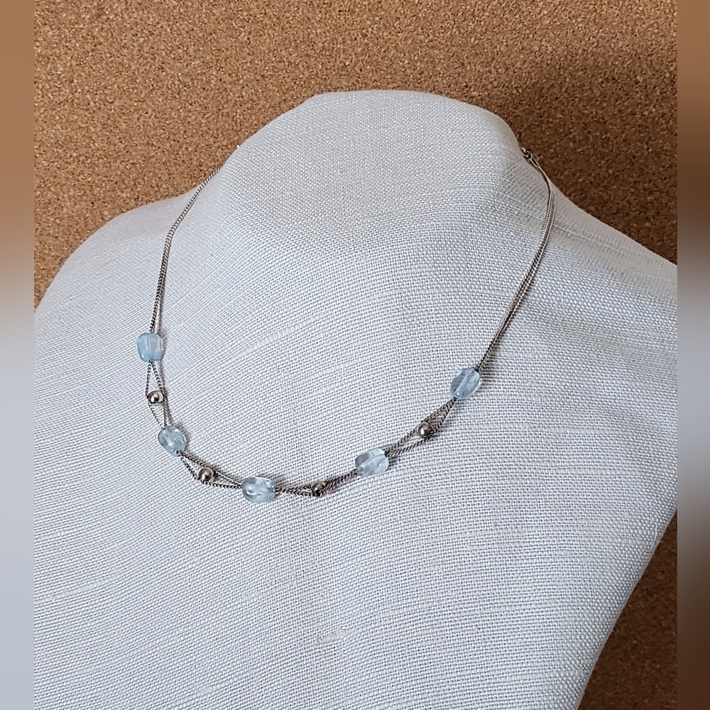 Stefani St. Jacques Sterling Silver & Blue Glass Necklace